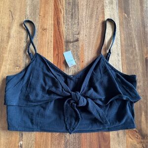 Black Sleeveless Top with Bow Detail